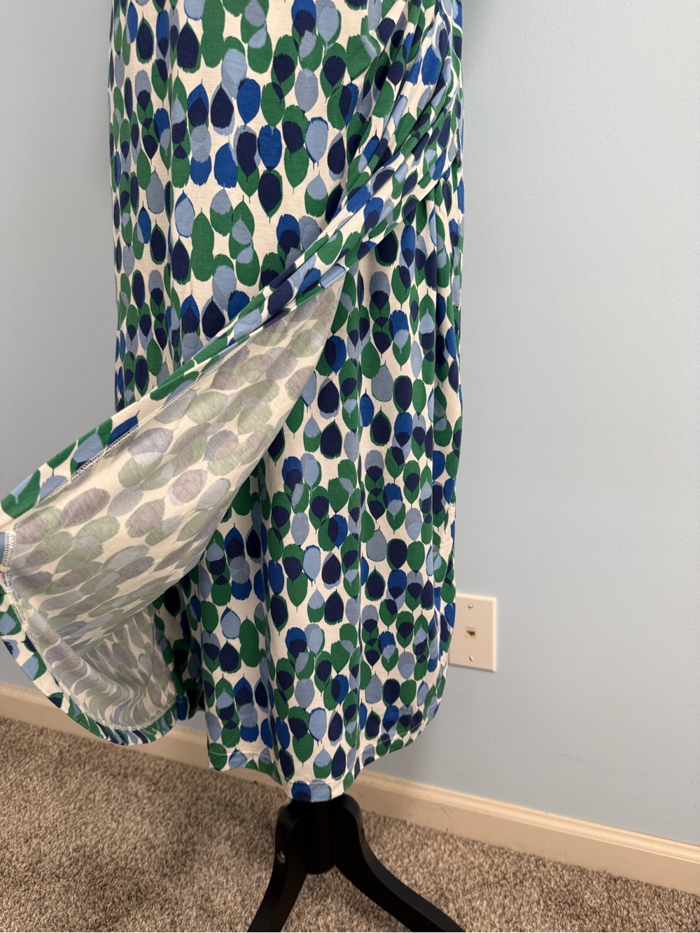 Boden Short Sleeve Multicolor Wrap Hem Lined Midi Dress Size 12 L - Picture 3 of 12